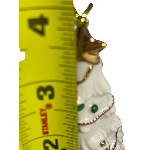 LENOX China Decorated Christmas Tree with Gold Trim & Star Ornament 4' H - Picture 5 of 7
